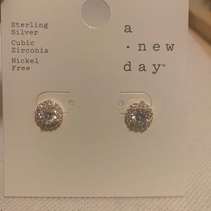 Gorgeous rose gold color sterling silver cubic zirconia bling earrings new.